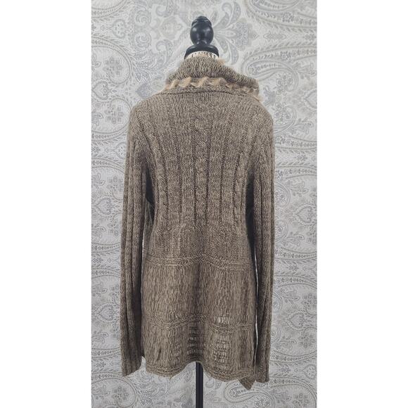 BKE buckle womens duster cardigan sweater beige Wool Rabbit hair Size Large Boho - Picture 2 of 8